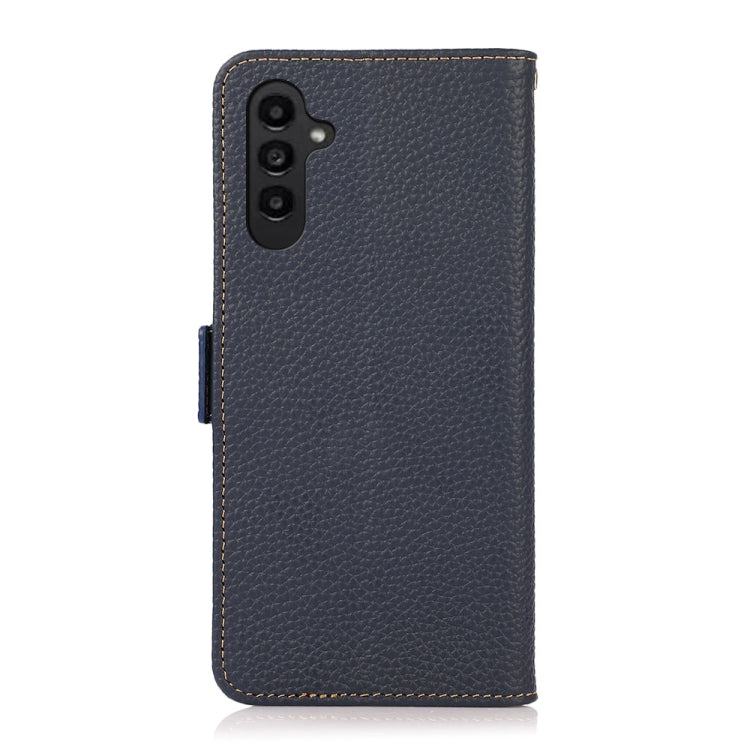 For Samsung Galaxy S24+ KHAZNEH Side-Magnetic Litchi Genuine Leather RFID Phone Case(Blue) - Galaxy Phone Cases by PMC Jewellery | Online Shopping South Africa | PMC Jewellery | Buy Now Pay Later Mobicred