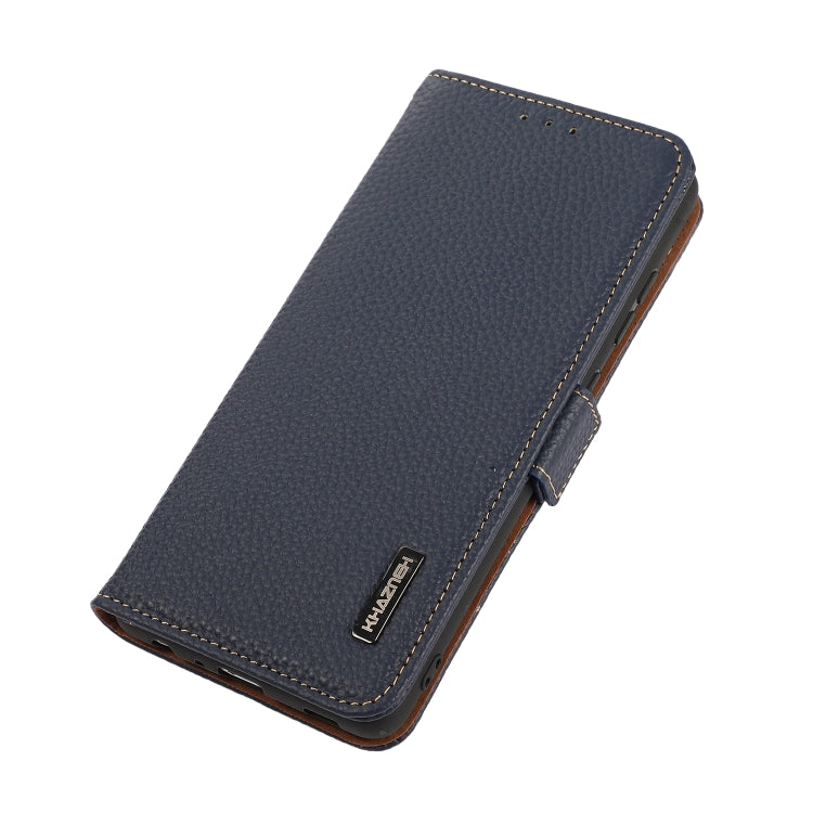 For Samsung Galaxy S24+ KHAZNEH Side-Magnetic Litchi Genuine Leather RFID Phone Case(Blue) - Galaxy Phone Cases by PMC Jewellery | Online Shopping South Africa | PMC Jewellery | Buy Now Pay Later Mobicred