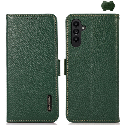 For Samsung Galaxy S24+ KHAZNEH Side-Magnetic Litchi Genuine Leather RFID Phone Case(Green) - Galaxy Phone Cases by PMC Jewellery | Online Shopping South Africa | PMC Jewellery | Buy Now Pay Later Mobicred