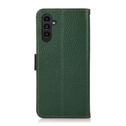 For Samsung Galaxy S24+ KHAZNEH Side-Magnetic Litchi Genuine Leather RFID Phone Case(Green) - Galaxy Phone Cases by PMC Jewellery | Online Shopping South Africa | PMC Jewellery | Buy Now Pay Later Mobicred