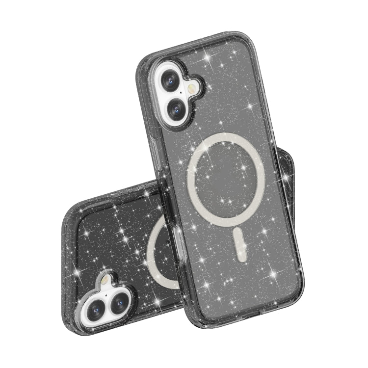 For iPhone 16 Terminator Style Glitter Powder MagSafe Magnetic Phone Case(Black) - iPhone 16 Cases by PMC Jewellery | Online Shopping South Africa | PMC Jewellery | Buy Now Pay Later Mobicred