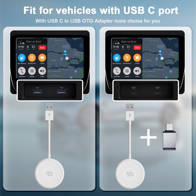 USB-C / Type-C + USB Carplay to Car Mirror Adapter for iPhone(White) - Bluetooth Adapters by PMC Jewellery | Online Shopping South Africa | PMC Jewellery | Buy Now Pay Later Mobicred