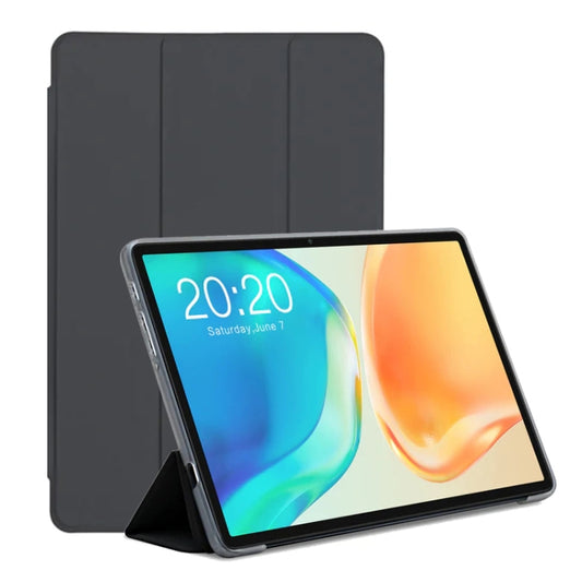 For Teclast M40 Plus 3-Fold Holder Folio Leather Tablet Smart Case(Grey) - Teclast by TECLAST | Online Shopping South Africa | PMC Jewellery | Buy Now Pay Later Mobicred