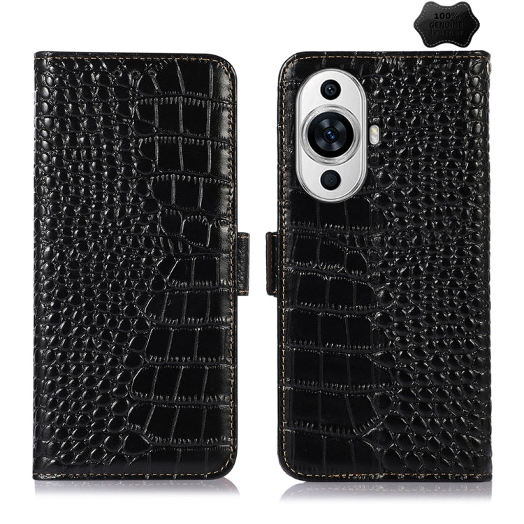 For Huawei Nova 11 Crocodile Top Layer Cowhide Leather Phone Case(Black) - Huawei Cases by PMC TechLife | Online Shopping South Africa | PMC TechLife | Buy Now Pay Later Mobicred