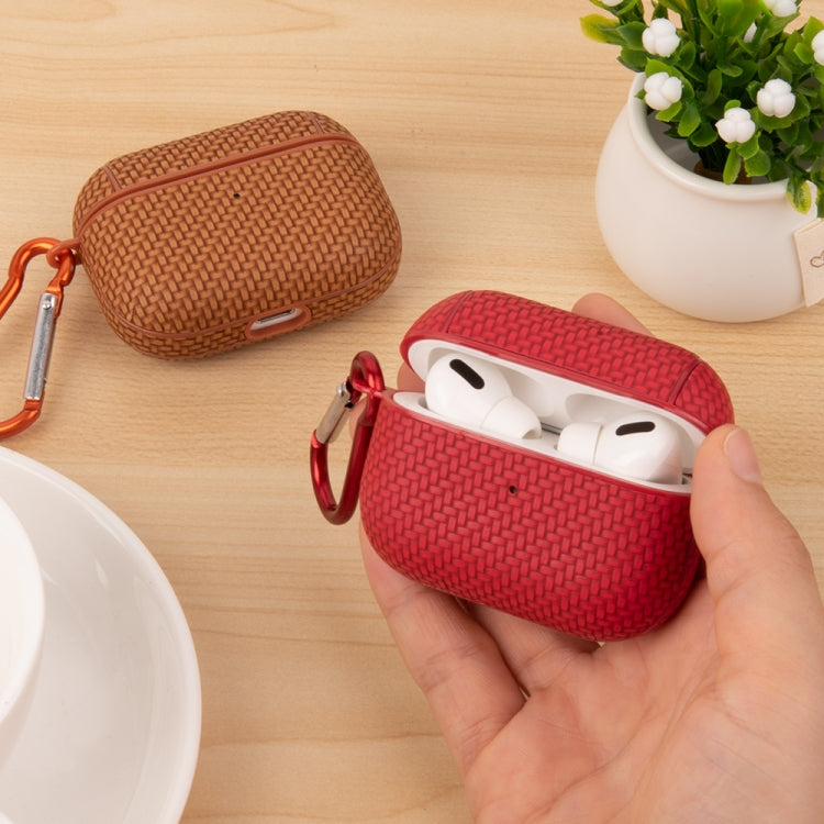 For AirPods 3 Woven Skin Texture PC TWS Earphone Protective Case(Brown) - For AirPods 3 by PMC Jewellery | Online Shopping South Africa | PMC Jewellery | Buy Now Pay Later Mobicred