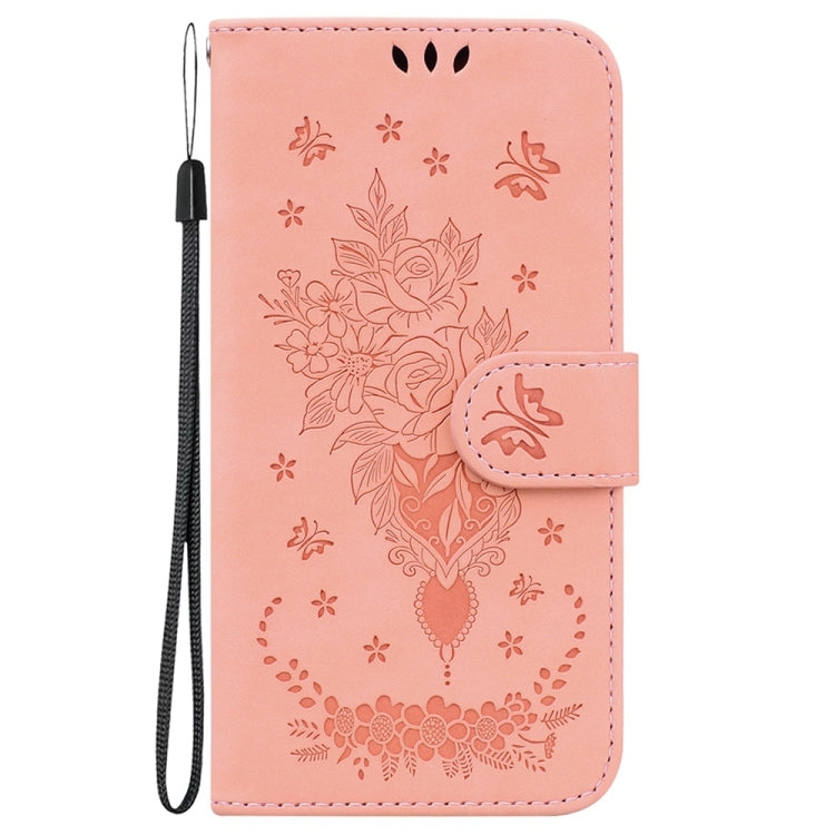 For Motorola Edge 2024 Butterfly Rose Embossed Leather Phone Case(Pink) - Motorola Cases by PMC Jewellery | Online Shopping South Africa | PMC Jewellery | Buy Now Pay Later Mobicred