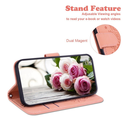 For Motorola Edge 2024 Butterfly Rose Embossed Leather Phone Case(Pink) - Motorola Cases by PMC Jewellery | Online Shopping South Africa | PMC Jewellery | Buy Now Pay Later Mobicred