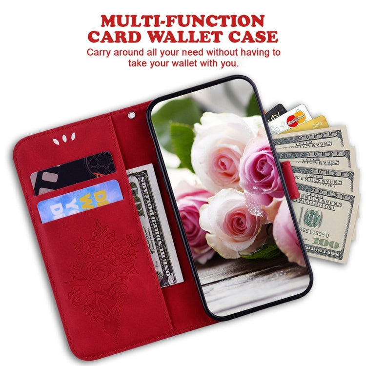 For OPPO A38 4G / A18 Butterfly Rose Embossed Leather Phone Case(Red) - A38 Cases by PMC TechLife | Online Shopping South Africa | PMC TechLife | Buy Now Pay Later Mobicred