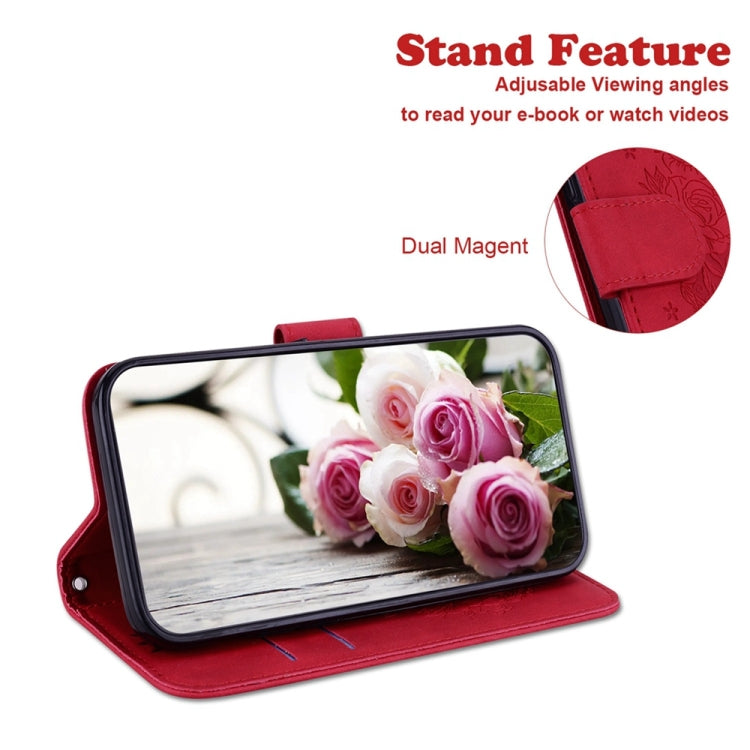 For OPPO A38 4G / A18 Butterfly Rose Embossed Leather Phone Case(Red) - A38 Cases by PMC TechLife | Online Shopping South Africa | PMC TechLife | Buy Now Pay Later Mobicred