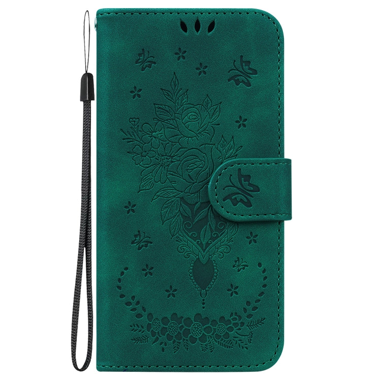 For Realme C67 4G Global Butterfly Rose Embossed Leather Phone Case(Green) - C67 Cases by PMC Jewellery | Online Shopping South Africa | PMC Jewellery | Buy Now Pay Later Mobicred