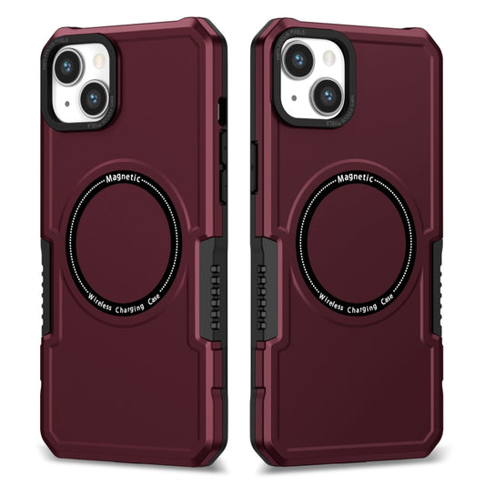 For iPhone 15 Plus MagSafe Shockproof Armor Phone Case(Wine Red) - iPhone 15 Plus Cases by PMC Jewellery | Online Shopping South Africa | PMC Jewellery