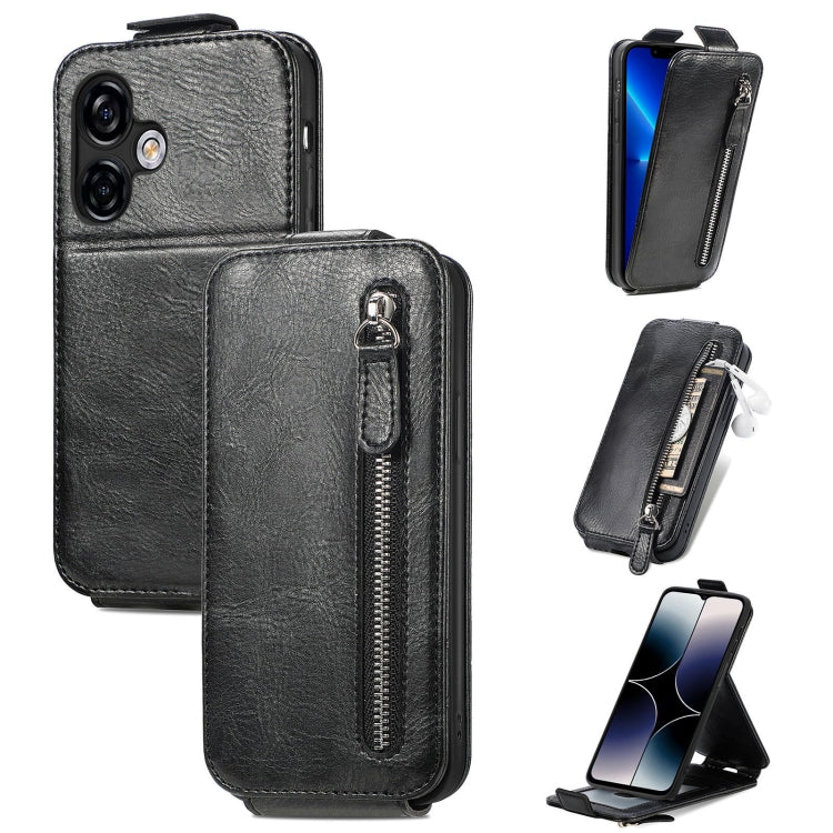 For Ulefone Note 16 Pro Zipper Wallet Vertical Flip Leather Phone Case(Black) - Ulefone Cases by PMC Jewellery | Online Shopping South Africa | PMC Jewellery | Buy Now Pay Later Mobicred