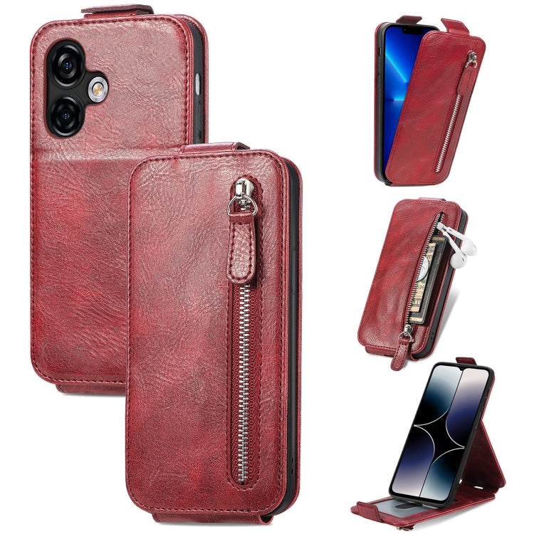 For Ulefone Note 16 Pro Zipper Wallet Vertical Flip Leather Phone Case(Red) - Ulefone Cases by PMC Jewellery | Online Shopping South Africa | PMC Jewellery | Buy Now Pay Later Mobicred