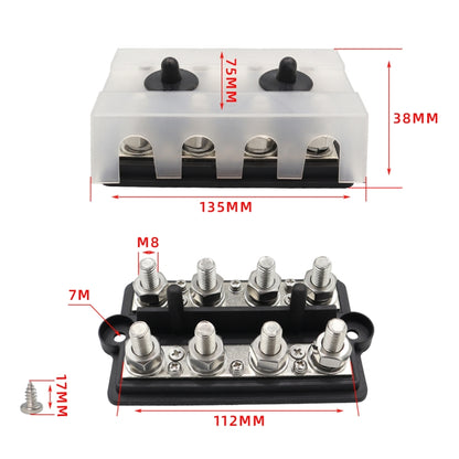 CP-3156 M8 RV Modified Yacht Double-row 4-way Busbar with Dust Cover - Booster Cable & Clip by PMC Jewellery | Online Shopping South Africa | PMC Jewellery | Buy Now Pay Later Mobicred