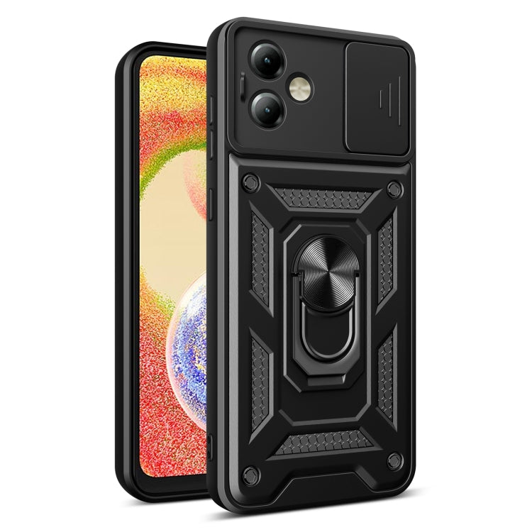 For Motorola Moto G14 Sliding Camera Cover Design TPU Hybrid PC Phone Case(Black) - Motorola Cases by PMC Jewellery | Online Shopping South Africa | PMC Jewellery | Buy Now Pay Later Mobicred