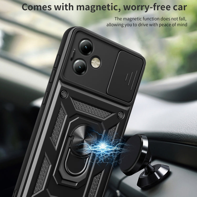 For Motorola Moto G14 Sliding Camera Cover Design TPU Hybrid PC Phone Case(Black) - Motorola Cases by PMC Jewellery | Online Shopping South Africa | PMC Jewellery | Buy Now Pay Later Mobicred