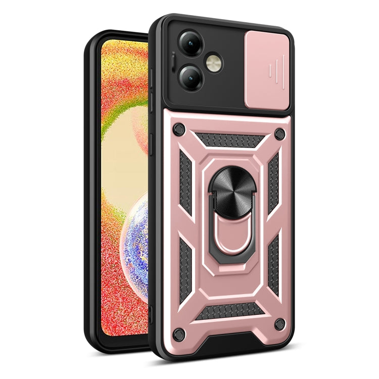 For Motorola Moto G14 Sliding Camera Cover Design TPU Hybrid PC Phone Case(Rose Gold) - Motorola Cases by PMC Jewellery | Online Shopping South Africa | PMC Jewellery | Buy Now Pay Later Mobicred