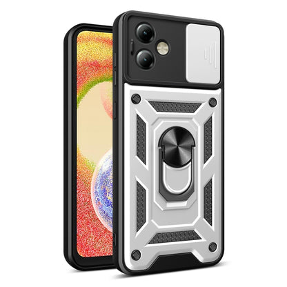 For Motorola Moto G14 Sliding Camera Cover Design TPU Hybrid PC Phone Case(Silver) - Motorola Cases by PMC Jewellery | Online Shopping South Africa | PMC Jewellery | Buy Now Pay Later Mobicred