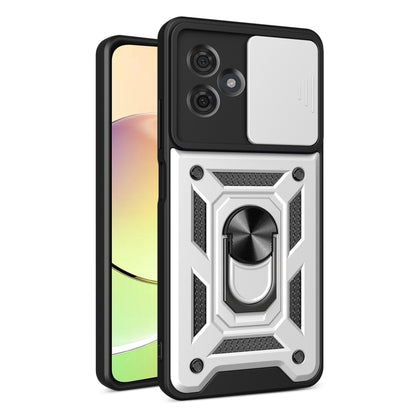 For Motorola Moto G54 5G EU Sliding Camera Cover Design TPU Hybrid PC Phone Case(Silver) - Motorola Cases by PMC Jewellery | Online Shopping South Africa | PMC Jewellery | Buy Now Pay Later Mobicred