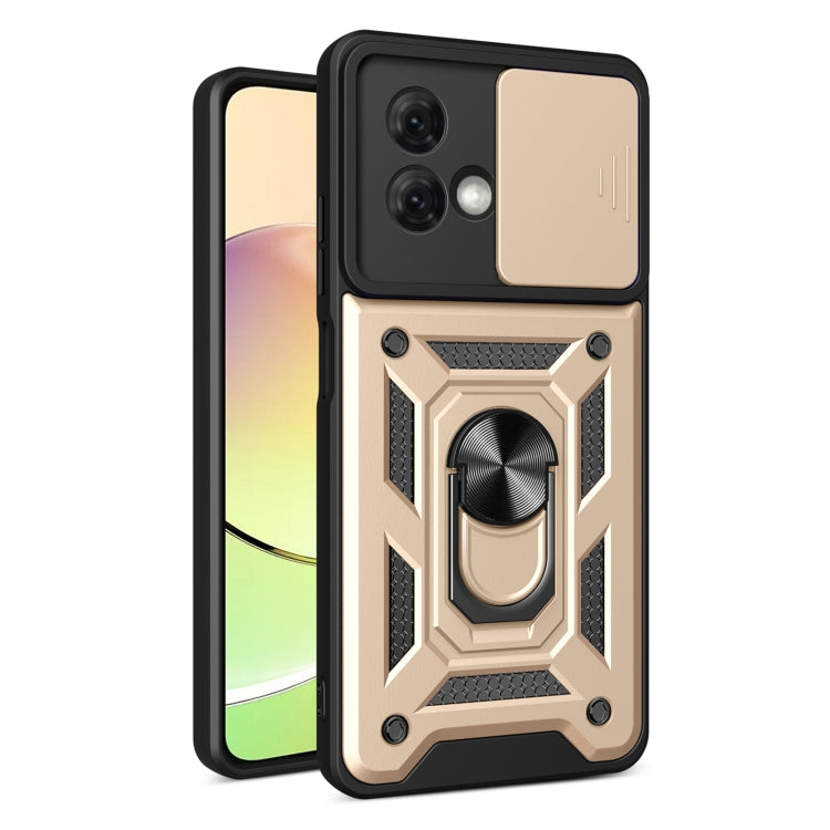 For Motorola Moto G84 Sliding Camera Cover Design TPU Hybrid PC Phone Case(Gold) - Motorola Cases by PMC Jewellery | Online Shopping South Africa | PMC Jewellery | Buy Now Pay Later Mobicred