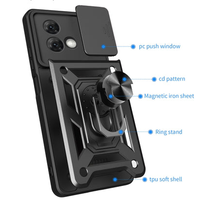 For Motorola Moto G84 Sliding Camera Cover Design TPU Hybrid PC Phone Case(Blue) - Motorola Cases by PMC Jewellery | Online Shopping South Africa | PMC Jewellery | Buy Now Pay Later Mobicred