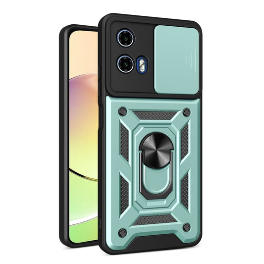 For Motorola Moto G04 / G24 Sliding Camera Cover Design TPU Hybrid PC Phone Case(Mint Green) - Motorola Cases by PMC Jewellery | Online Shopping South Africa | PMC Jewellery | Buy Now Pay Later Mobicred