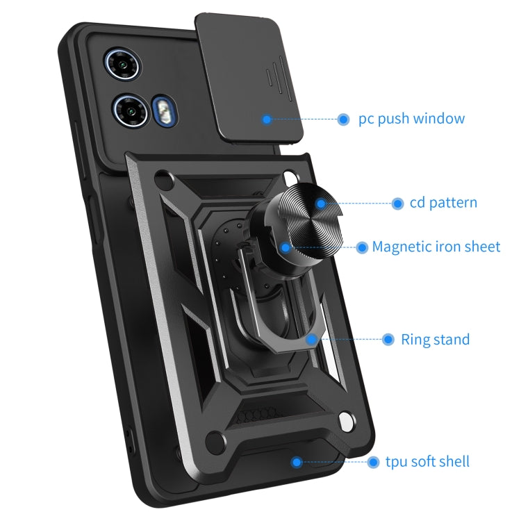 For Motorola Moto G04 / G24 Sliding Camera Cover Design TPU Hybrid PC Phone Case(Black) - Motorola Cases by PMC Jewellery | Online Shopping South Africa | PMC Jewellery | Buy Now Pay Later Mobicred