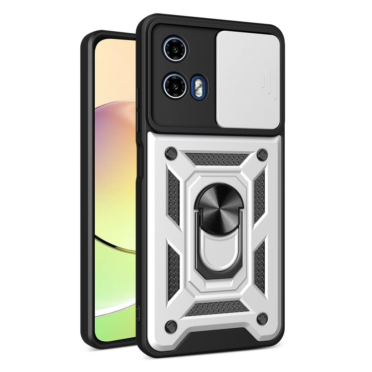 For Motorola Moto G04 / G24 Sliding Camera Cover Design TPU Hybrid PC Phone Case(Silver) - Motorola Cases by PMC Jewellery | Online Shopping South Africa | PMC Jewellery | Buy Now Pay Later Mobicred