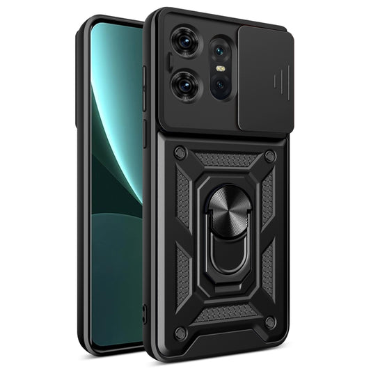 For Motorola Edge 50 Pro Global Sliding Camera Cover Design TPU Hybrid PC Phone Case(Black) - Motorola Cases by PMC Jewellery | Online Shopping South Africa | PMC Jewellery | Buy Now Pay Later Mobicred