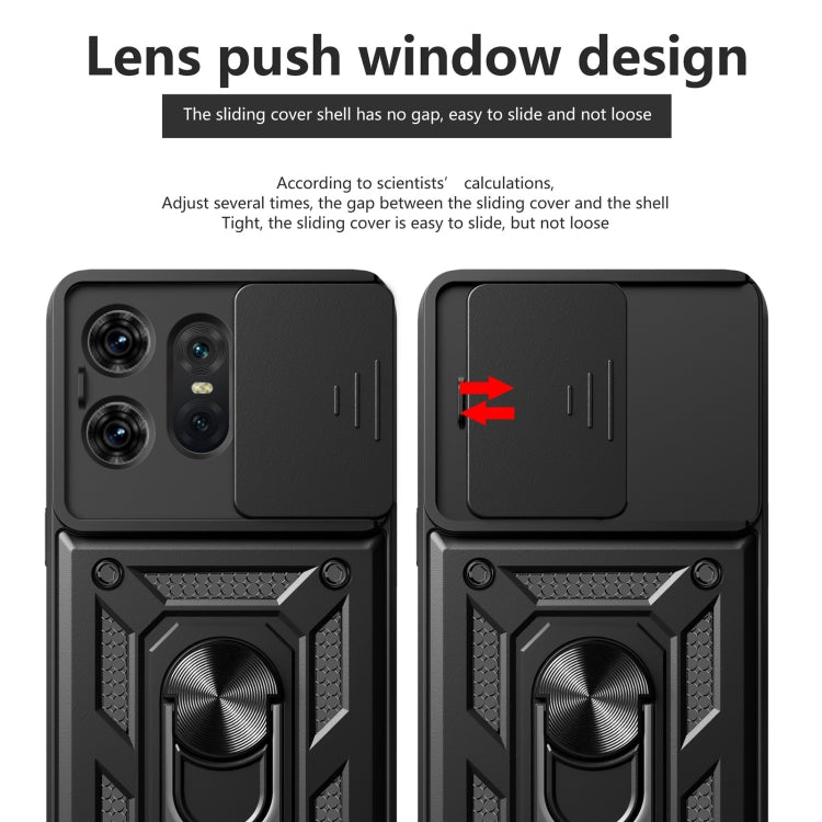 For Motorola Edge 50 Pro Global Sliding Camera Cover Design TPU Hybrid PC Phone Case(Black) - Motorola Cases by PMC Jewellery | Online Shopping South Africa | PMC Jewellery | Buy Now Pay Later Mobicred