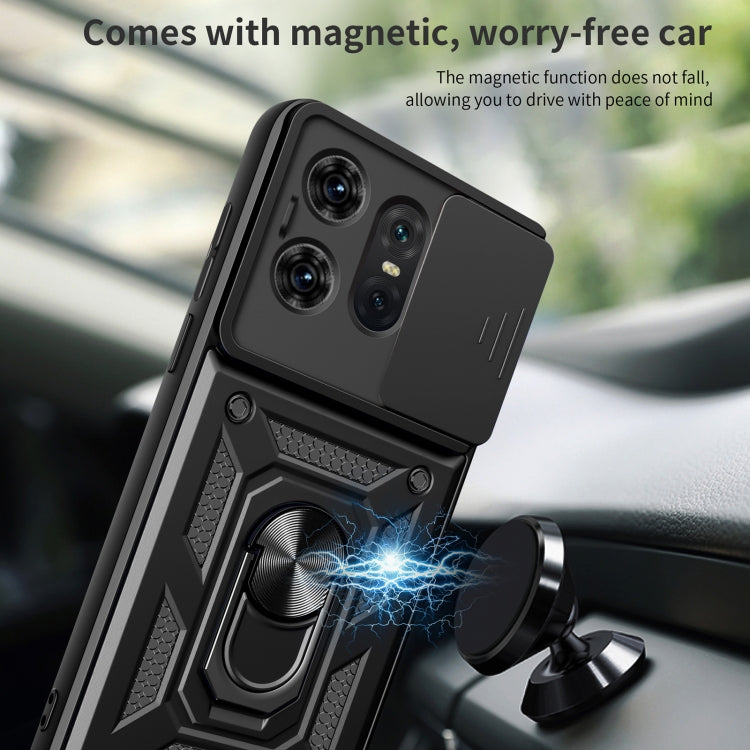 For Motorola Edge 50 Pro Global Sliding Camera Cover Design TPU Hybrid PC Phone Case(Black) - Motorola Cases by PMC Jewellery | Online Shopping South Africa | PMC Jewellery | Buy Now Pay Later Mobicred