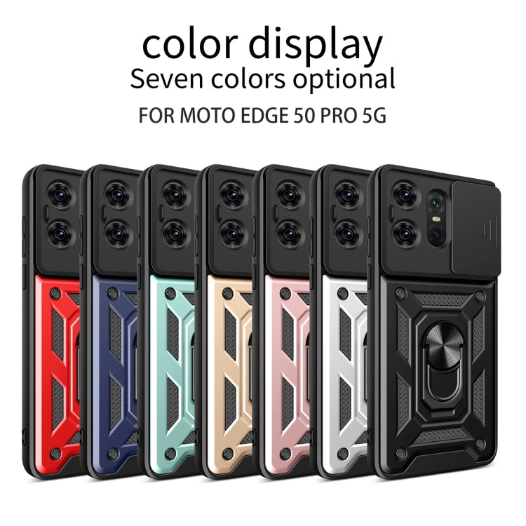 For Motorola Edge 50 Pro Global Sliding Camera Cover Design TPU Hybrid PC Phone Case(Red) - Motorola Cases by PMC Jewellery | Online Shopping South Africa | PMC Jewellery | Buy Now Pay Later Mobicred