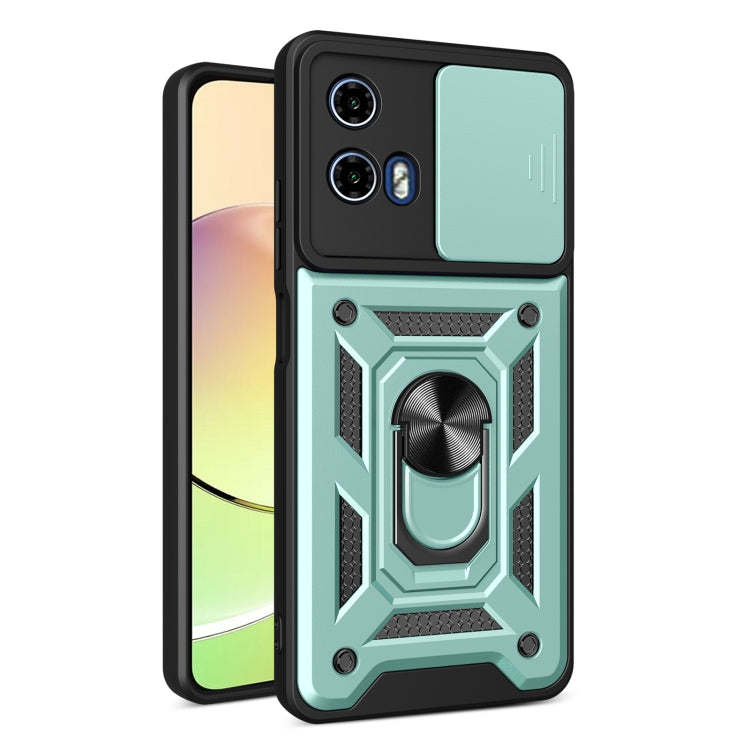 For Motorola Moto G34 5G Sliding Camera Cover Design TPU Hybrid PC Phone Case(Mint Green) - Motorola Cases by PMC Jewellery | Online Shopping South Africa | PMC Jewellery | Buy Now Pay Later Mobicred