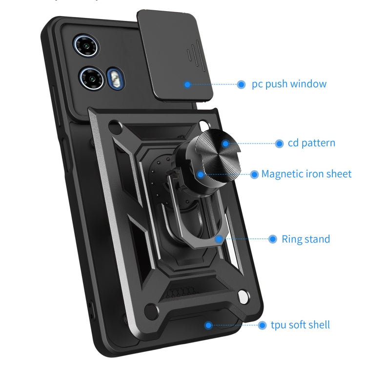 For Motorola Moto G34 5G Sliding Camera Cover Design TPU Hybrid PC Phone Case(Black) - Motorola Cases by PMC Jewellery | Online Shopping South Africa | PMC Jewellery | Buy Now Pay Later Mobicred