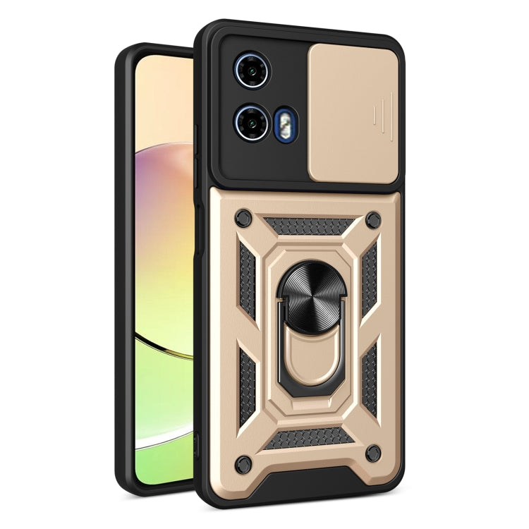 For Motorola Moto G34 5G Sliding Camera Cover Design TPU Hybrid PC Phone Case(Gold) - Motorola Cases by PMC Jewellery | Online Shopping South Africa | PMC Jewellery | Buy Now Pay Later Mobicred