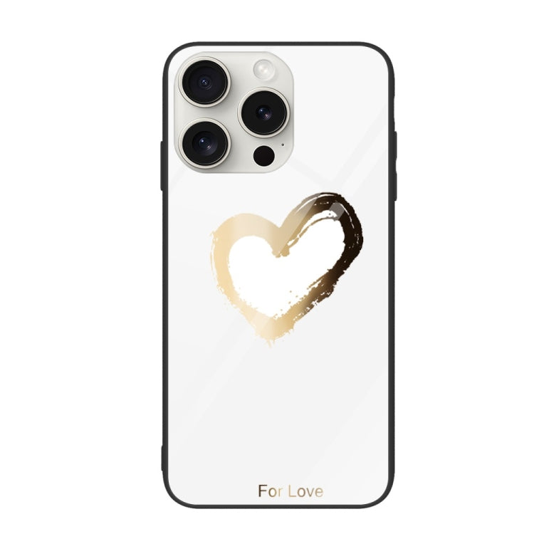 For iPhone 16 Pro Max Colorful Painted Glass Phone Case(Golden Love) - iPhone 16 Pro Max Cases by PMC TechLife | Online Shopping South Africa | PMC TechLife | Buy Now Pay Later Mobicred