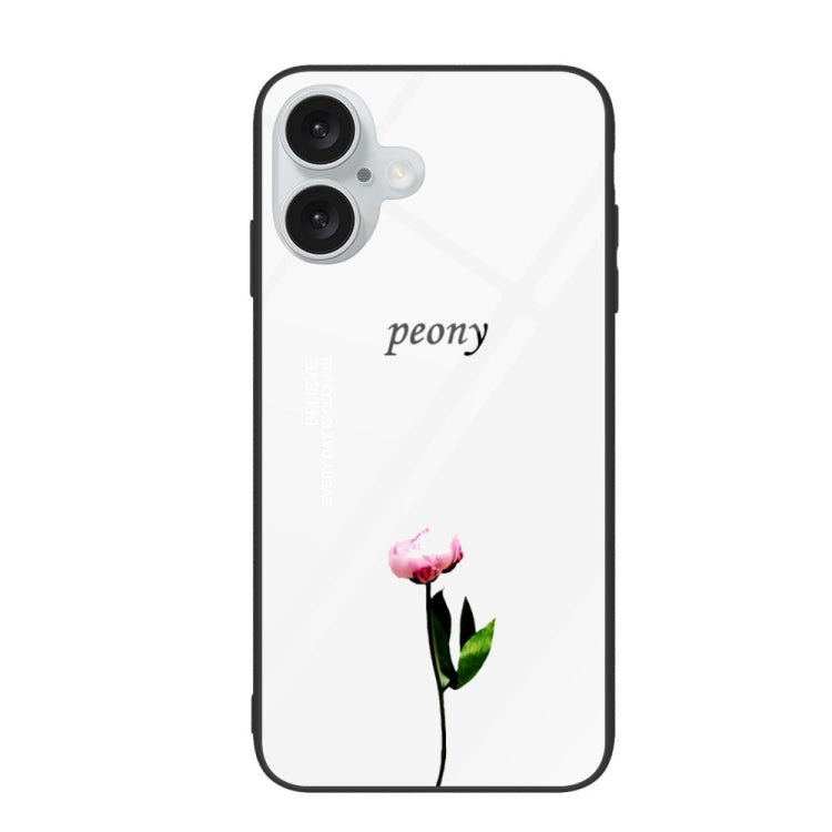 For iPhone 16 Colorful Painted Glass Phone Case(A Flower) - iPhone 16 Cases by PMC TechLife | Online Shopping South Africa | PMC TechLife | Buy Now Pay Later Mobicred