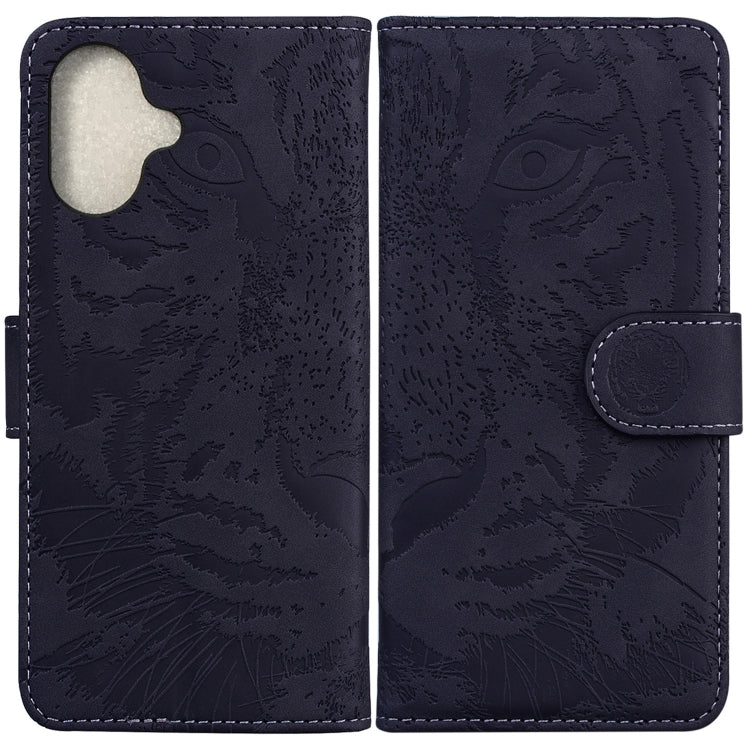 For iPhone 16 Tiger Embossing Pattern Leather Phone Case(Black) - iPhone 16 Cases by PMC TechLife | Online Shopping South Africa | PMC TechLife | Buy Now Pay Later Mobicred
