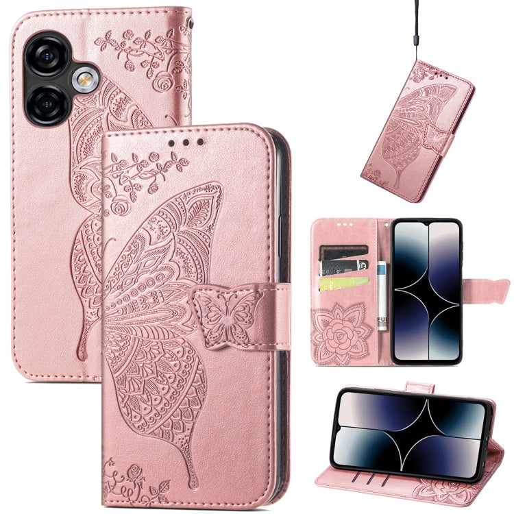 For Ulefone Note 16 Pro Butterfly Love Flower Embossed Leather Phone Case(Rose Gold) - Ulefone Cases by PMC Jewellery | Online Shopping South Africa | PMC Jewellery | Buy Now Pay Later Mobicred