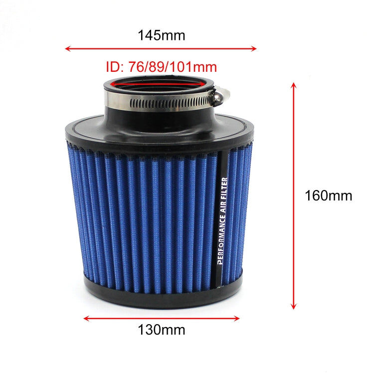 XH-UN077-079 Car High Flow Cold Cone Engine Air Intake Filter, Size:63mm(Blue) - Air Intake System by PMC Jewellery | Online Shopping South Africa | PMC Jewellery | Buy Now Pay Later Mobicred