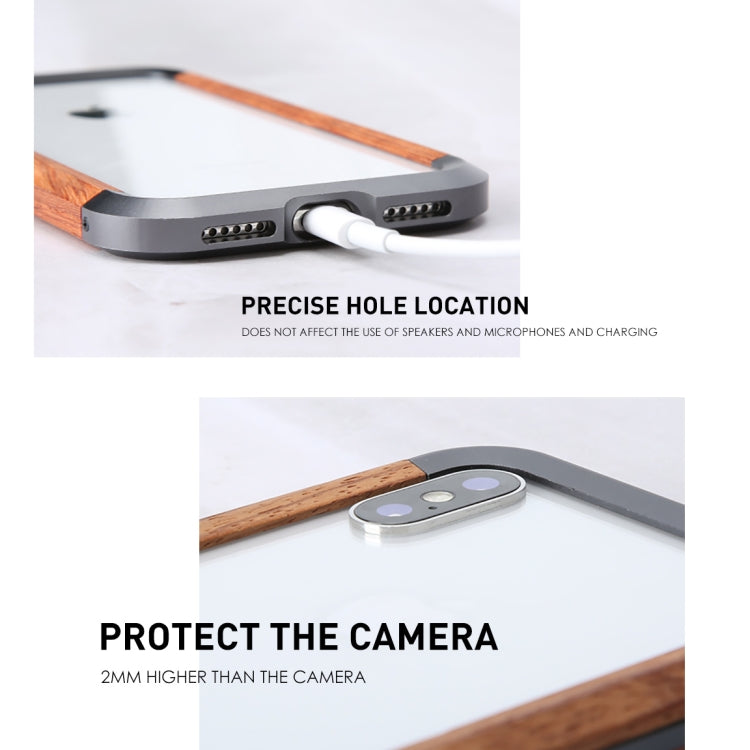 For iPhone XR R-JUST Metal + Wood Frame Protective Case - More iPhone Cases by R-JUST | Online Shopping South Africa | PMC TechLife | Buy Now Pay Later Mobicred