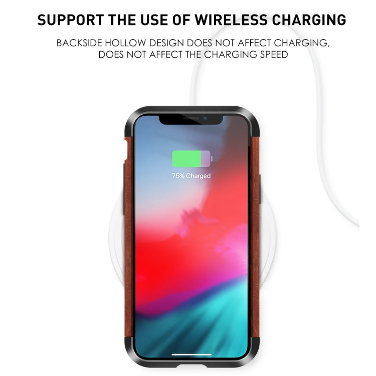 For iPhone XR R-JUST Metal + Wood Frame Protective Case - More iPhone Cases by R-JUST | Online Shopping South Africa | PMC TechLife | Buy Now Pay Later Mobicred