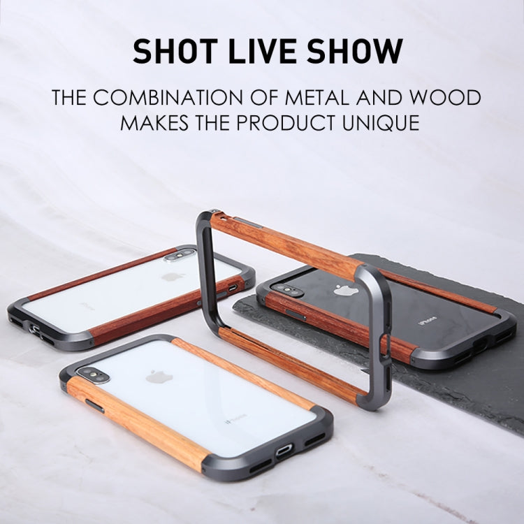 For iPhone XR R-JUST Metal + Wood Frame Protective Case - More iPhone Cases by R-JUST | Online Shopping South Africa | PMC TechLife | Buy Now Pay Later Mobicred
