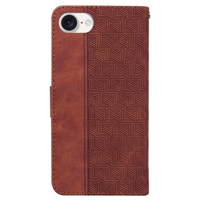 For iPhone SE 2024 Geometric Embossed Leather Phone Case(Brown) - More iPhone Cases by PMC Jewellery | Online Shopping South Africa | PMC Jewellery | Buy Now Pay Later Mobicred