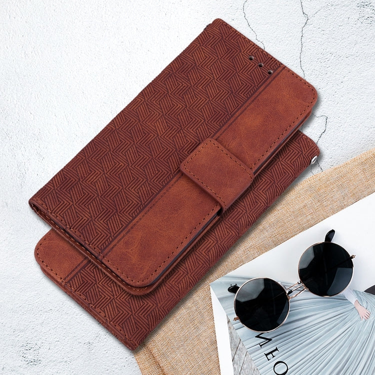 For iPhone 16 Pro Max Geometric Embossed Leather Phone Case(Brown) - iPhone 16 Pro Max Cases by PMC TechLife | Online Shopping South Africa | PMC TechLife | Buy Now Pay Later Mobicred