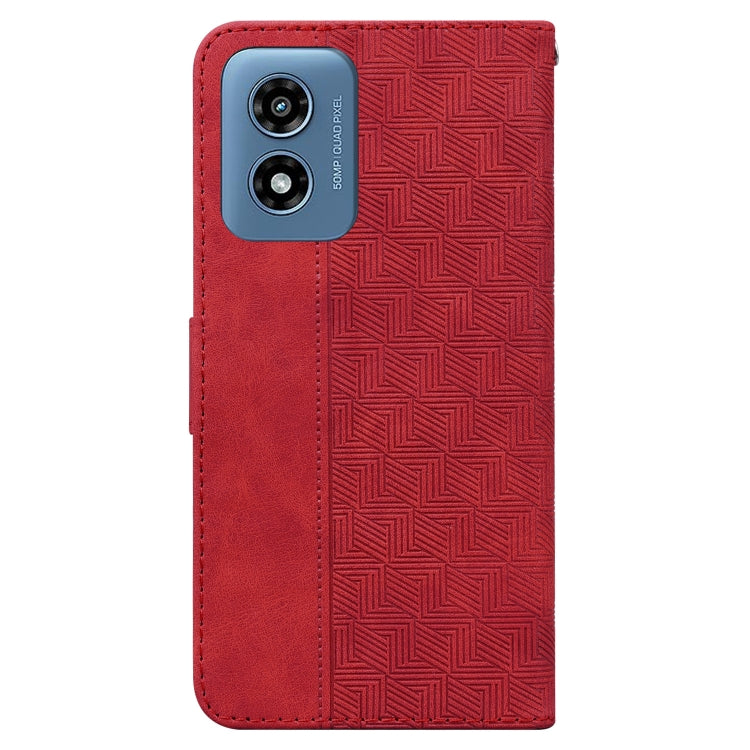 For Motorola Moto G Play 4G 2024 Geometric Embossed Leather Phone Case(Red) - Motorola Cases by PMC Jewellery | Online Shopping South Africa | PMC Jewellery | Buy Now Pay Later Mobicred