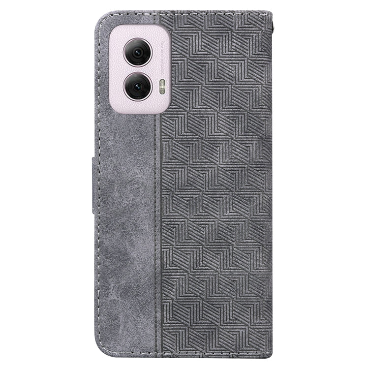 For Motorola Moto G Power 5G 2024 Geometric Embossed Leather Phone Case(Grey) - Motorola Cases by PMC Jewellery | Online Shopping South Africa | PMC Jewellery | Buy Now Pay Later Mobicred