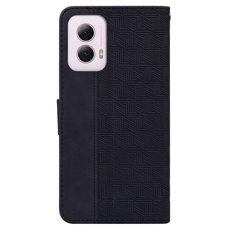 For Motorola Moto G Power 5G 2024 Geometric Embossed Leather Phone Case(Black) - Motorola Cases by PMC Jewellery | Online Shopping South Africa | PMC Jewellery | Buy Now Pay Later Mobicred