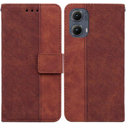 For Motorola Edge 2024 Geometric Embossed Leather Phone Case(Brown) - Motorola Cases by PMC Jewellery | Online Shopping South Africa | PMC Jewellery | Buy Now Pay Later Mobicred