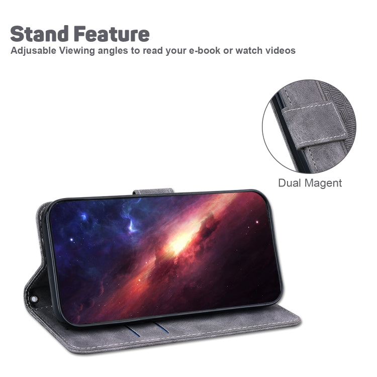 For Realme C67 4G Global Geometric Embossed Leather Phone Case(Grey) - C67 Cases by PMC TechLife | Online Shopping South Africa | PMC TechLife | Buy Now Pay Later Mobicred